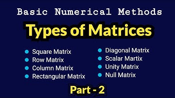 Types of Matrices | Row, Column, Square, Diagonal, Triangular, Scalar, Unit and Null Matrices |