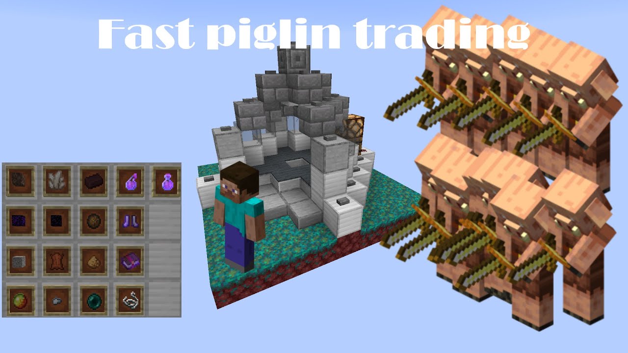 Minecraft, Redstone, Survival, Piglin, Bartering, Trading, Farm, Station, A...