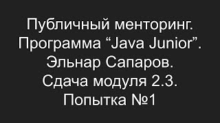 Публичный менторинг. Эльнар Сапаров. Сдача модуля 2.3. Попытка №1