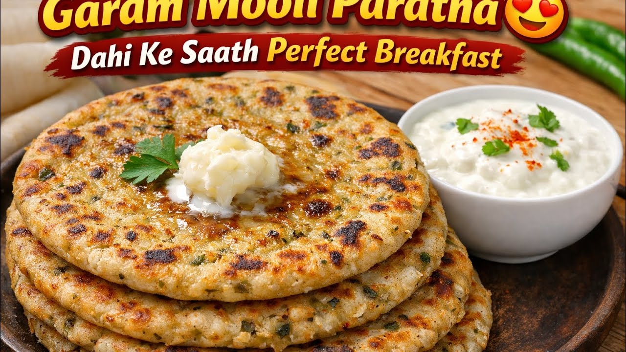 Healthy Mooli Paratha Breakfast Recipe | Crispy & Soft Paratha with Dahi