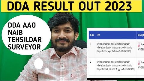 DDA RESULT OUT 2023| DDA New Update DDA Naib tehsildar, surveyor, legal assitant| AAO result out#dda