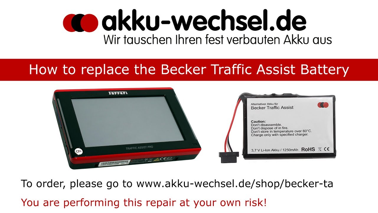 Akku für Becker Traffic Assist Pro Ferrari 7929 3,7V 1200mAh/4,4Wh Li-Ion Schwar 