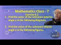 Mathematics Class 7. Exercise 6.2 1. Find the value of the unknown exterior angle x in the....
