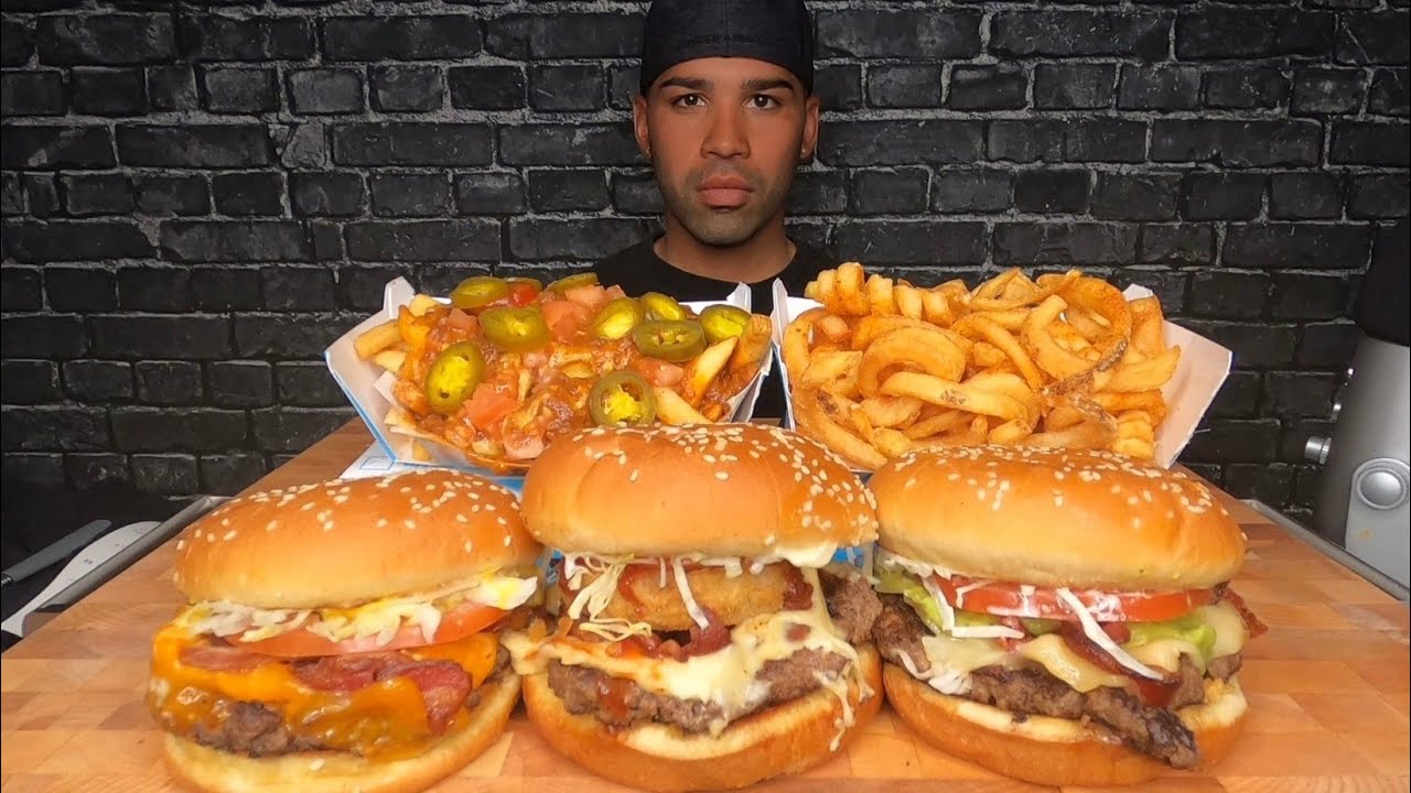 (ASMR NO TALKING) FAT BURGER MUKBANG