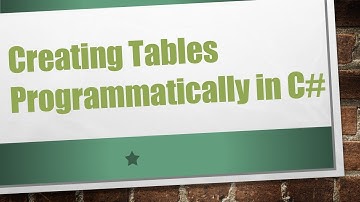 Creating Tables Programmatically in C#