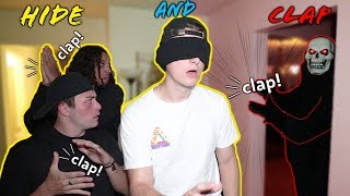 *SCARY* PLAYING HIDE AND CLAP AT 3 AM! (BLINDFOLDED HIDE AND SEEK)