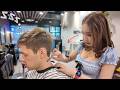 Viral Thai Lady Barber 12 ASMR Haircut Shave Go To Sleep 