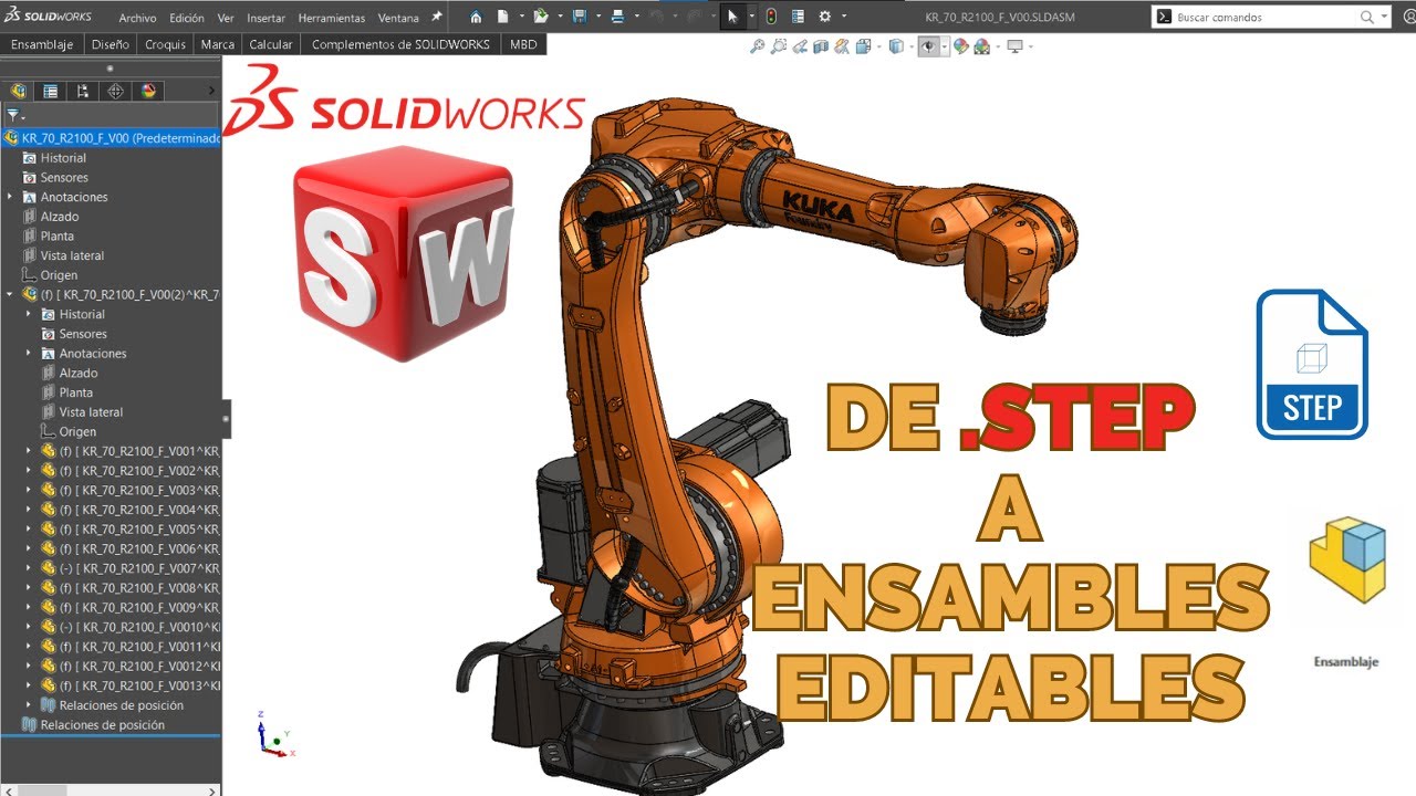 Como Importar y Editar Ensambles en Formato. STEP, STP, IGES en ...