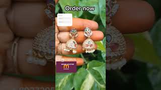 Traditional Gold Plated Jhumkas with Kemp Stones &amp; Pearls | Festive Jewelry Collection ✨ #plaingold