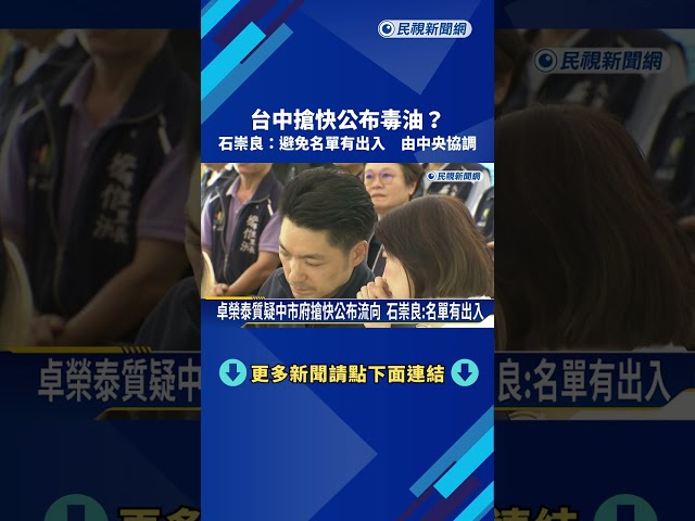 卓揆遭爆質疑台中搶快公布毒油? 石崇良還原院會現場－民視新聞