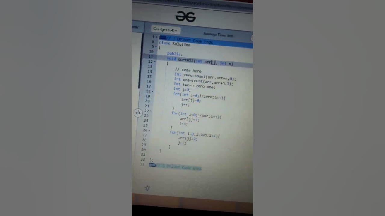 Sort an array of 0s, 1s and 2s || C++ Solution - YouTube