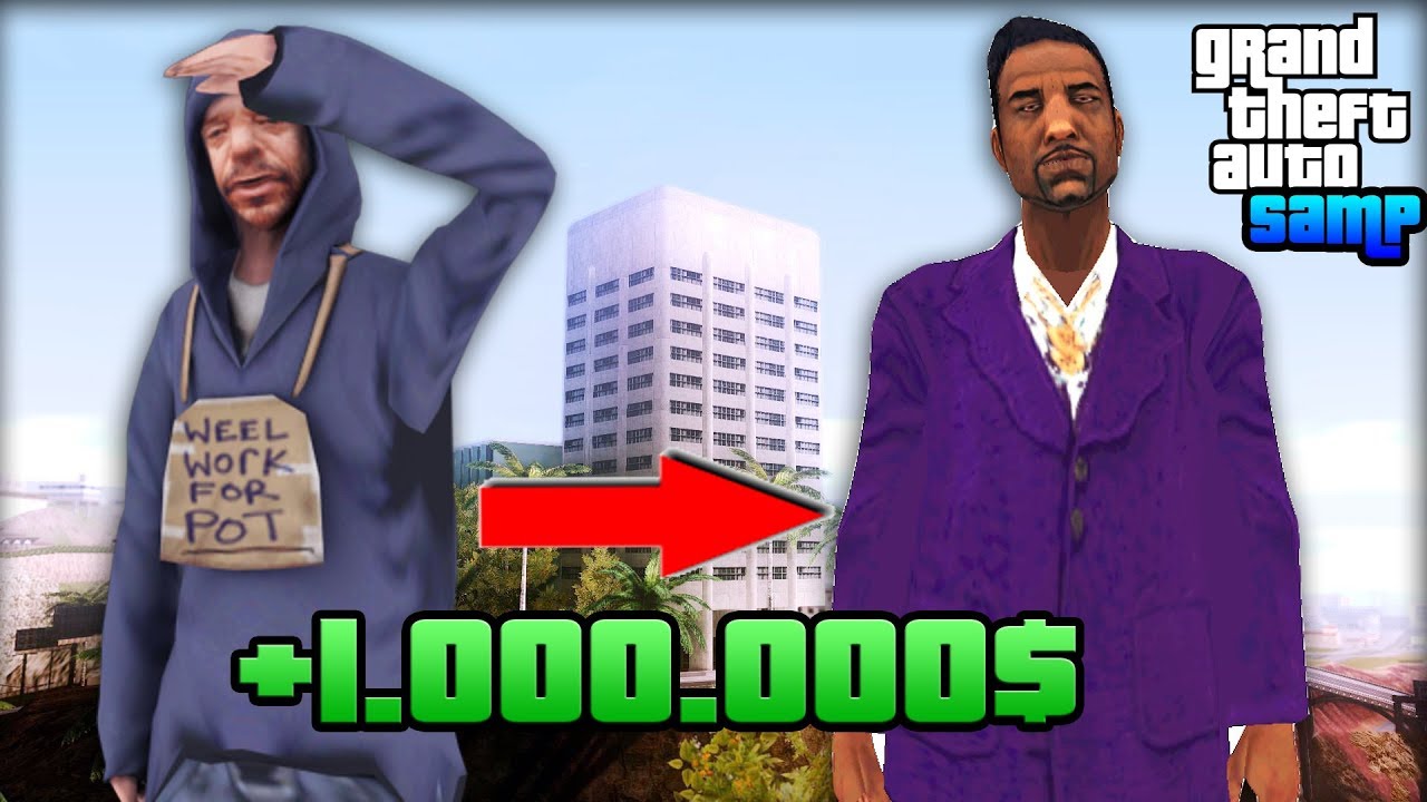 Как Заработать 1.000.000$ Новичку! - Жизнь Бомжа GTA SAMP #1