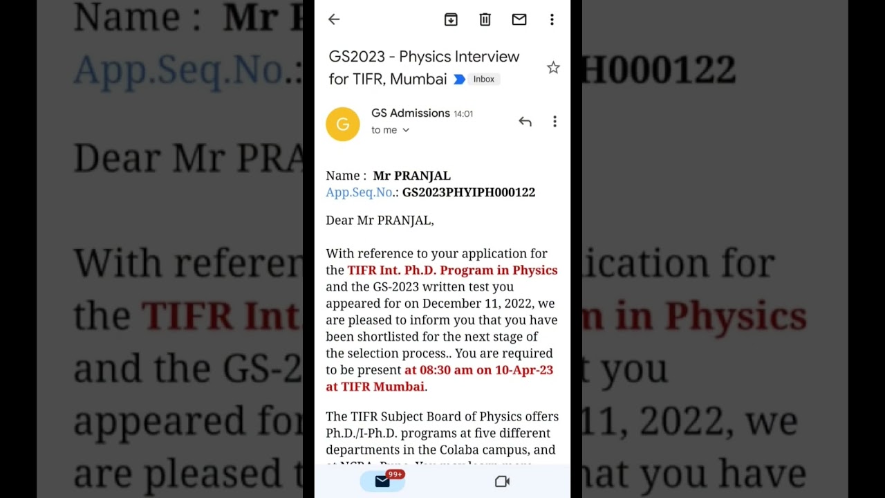 TIFR GS 2023 Selection| Int PhD | Physics | Pranjal | MM Sir