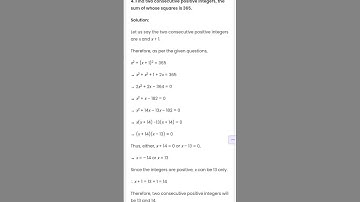 Find two consecutive positive integers, the sum of whose squares is 365.
