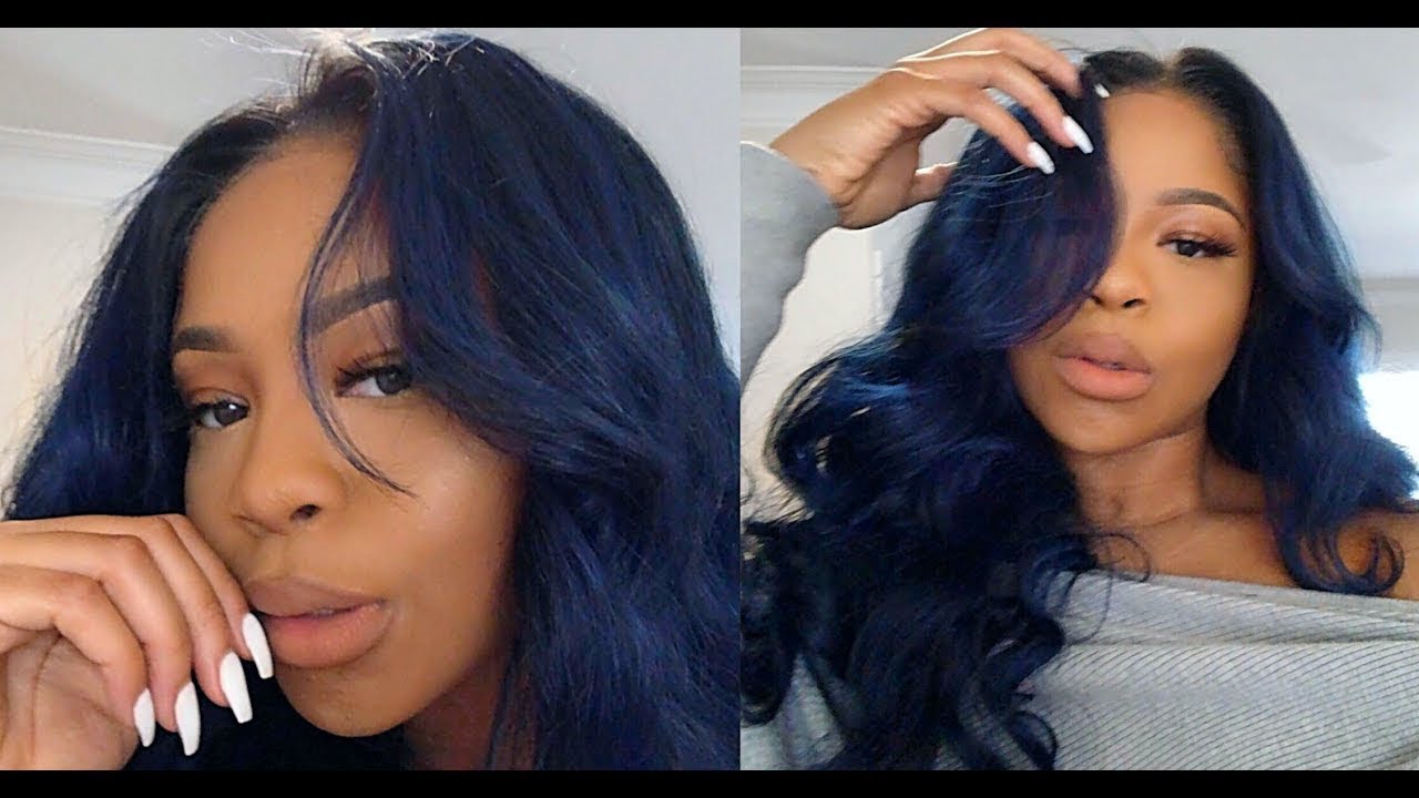 navy blue hair with purple ends