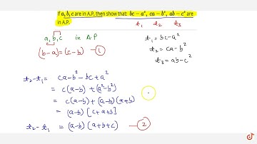 If `a, b, c` are in A.P, then show that: `\ b c-a^2,\ c a-b^2,\ a b-c^2` are in A.P.