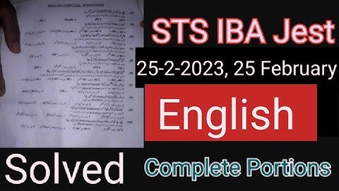 JEST STS IBA 25 February 2023 Paper - STS IBA paper solved English portions 25-2-2023 - SIBA Test