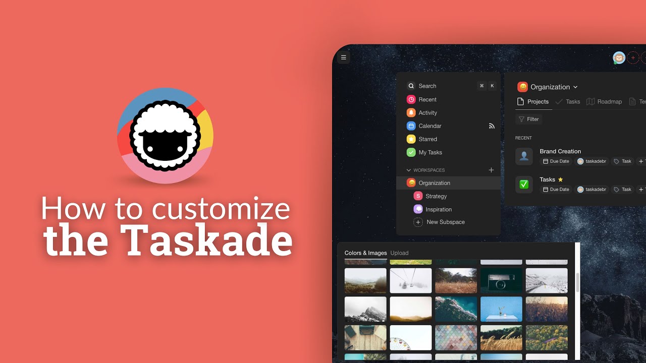 How to change the Wallpaper and activate Dark Mode in Taskade - YouTube