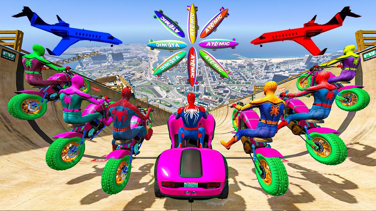 Rainbow Spiderman vs Longest Ramp in GTA 5 - Jumping from Highest in GTA 5 #1