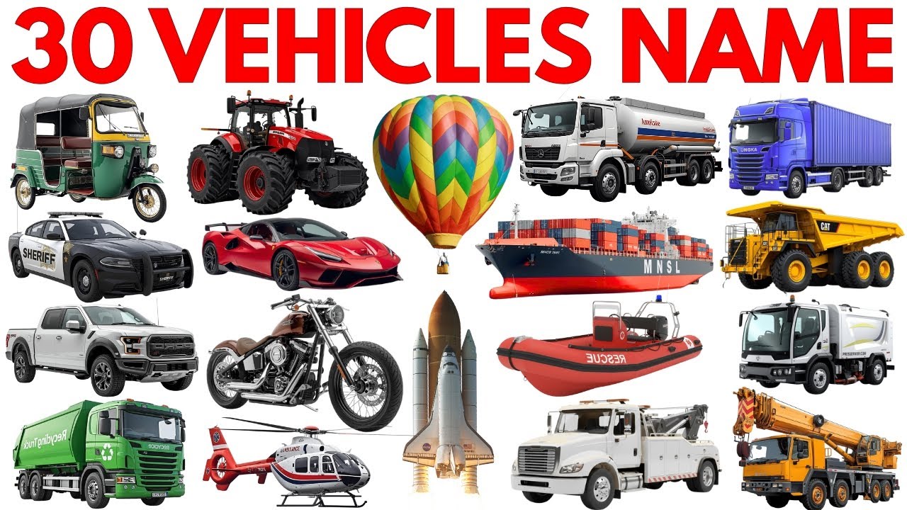 Названия транспортных средств для детей | Изучите 30 названий транспортных средств на английском ...