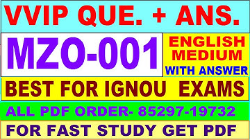 MZO 001 important questions with answer in English | mzo 001 Previous Year Question Paper