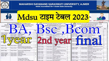 mdsu ba 1st year time table 2023 / mdsu latest update today / #mdsutimetable2023 /ba2ndyear ,final