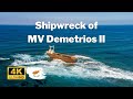 Cyprus from Above: MV Demetrios II Shipwreck in 4K Drone Footage, Paphos 🚢🌊🇨🇾