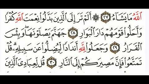 الم تر الى الذين بدلوا نعمت الله كفرا واخلو قومهم دار البوار سورة إبراهيم مشاري العفاسي مقام عراقي