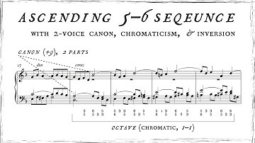The ascending 5-6 sequence with 2-voice canon, inversion, and chromaticism, from Bach’s Art of Fugue