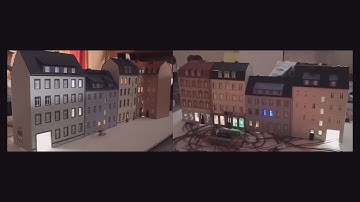 Modellbahn TT Auhagen Häuser Markt 1 - 4 mit Beleuchtungssteuerung Microcontroller