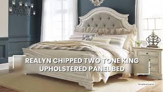 Realyn Chipped Two Tone Upholstered Panel Bedroom Set