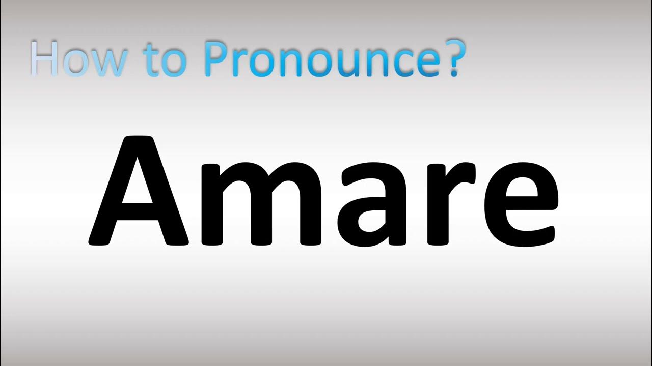 How to Pronounce Amare YouTube