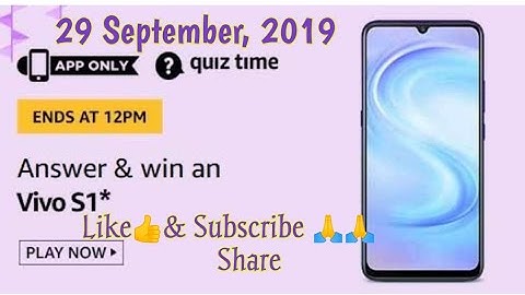 Amazon Quiz Answers Today | Win VIVO S1 , Amazon daily quiz answers,VIVO