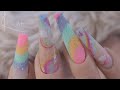 Rainbow acrylic nails- colour block- nhs charity nails