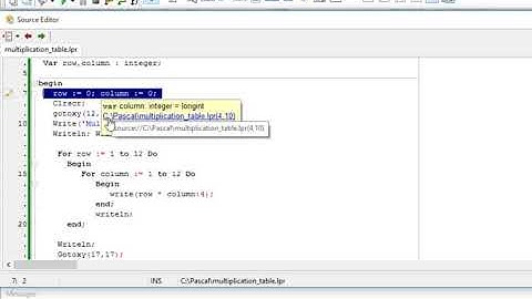 Multiplication Table in Pascal