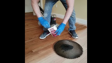 Applying Stain with Buffer Refinishing hardwood floors