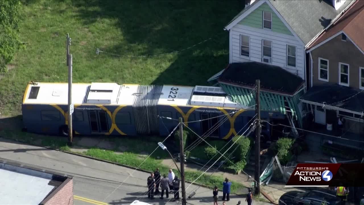 PRT bus crashes into house in Pittsburgh - YouTube