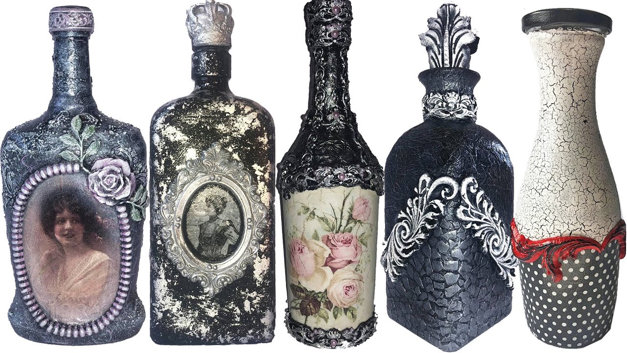 TOP 5 IDEAS FOR DECOUPAGE BOTTLE / BOTTLE DECORATION YouTube