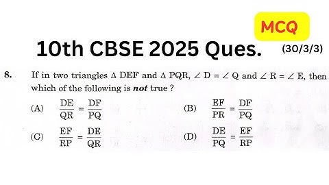 If in two triangles ∆DEF and ∆ PQR, ∠D=∠Q and ∠R=∠E, then which of the following is not true ?