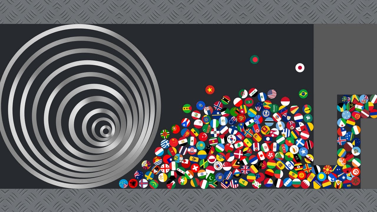 Escape From The Circles - Countries Marble Race in Algodoo