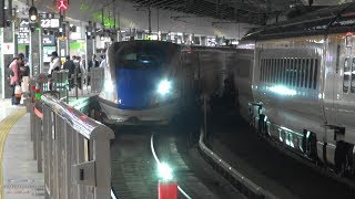 JR東日本 夜の東京駅 上越新幹線 上越仕様E7系 とき 到着折り返し たにがわ 発車 2019 05