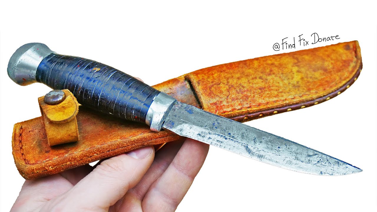 RESTORATION of an Old Hunting Knife Blade and New Handle - YouTube