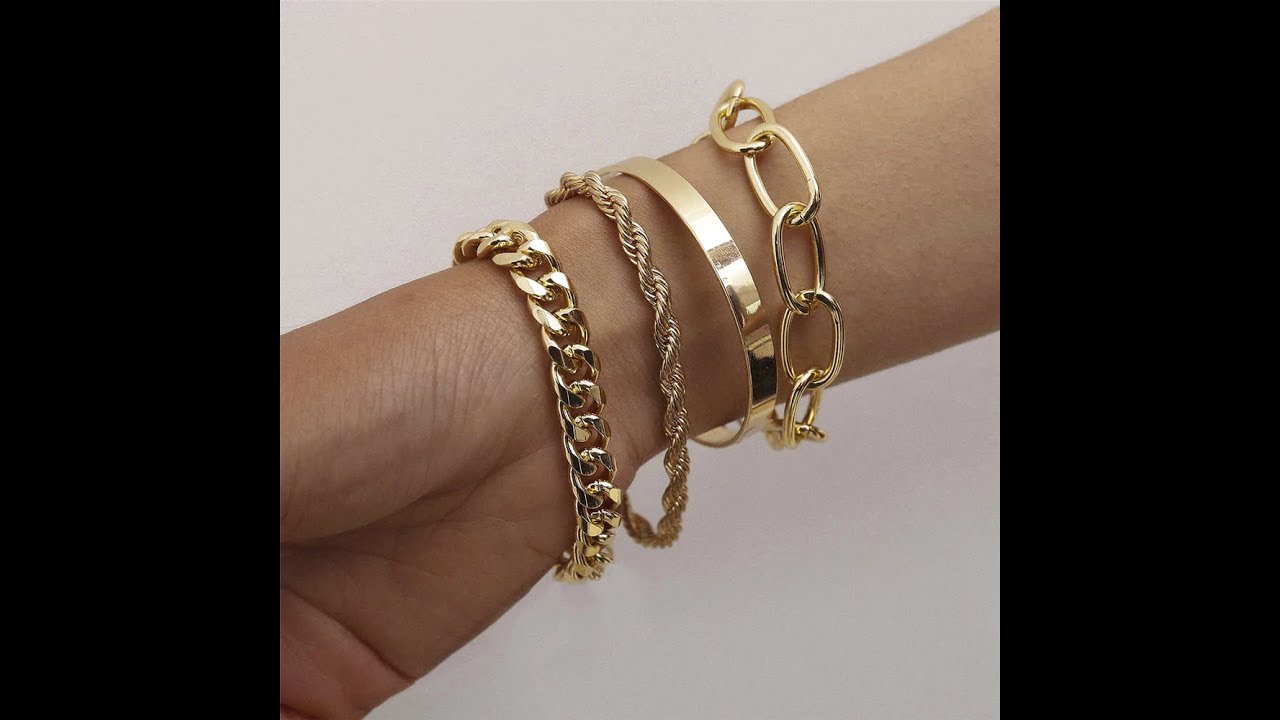 Женский комплект браслетов в стиле панк, 4 шт./компл., с кубинской цепочкой, утолщенные браслеты