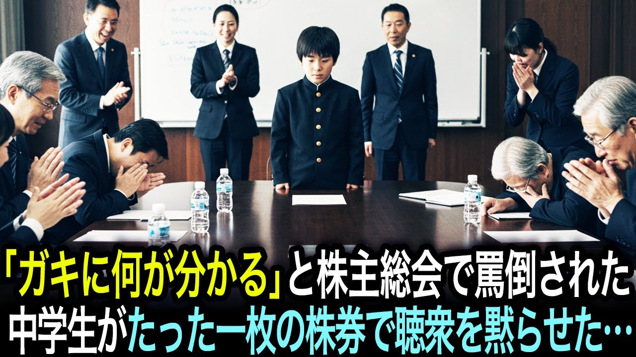 「ガキに何が分かる」と株主総会で大混乱の中、傍聴席にいた中学生を罵倒した傍聴人たちが、たった一枚の株券で完全に沈黙することに…