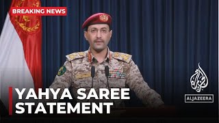 The spokesman of Yemen's Houthi armed forces, Yahya Saree, is giving a statement