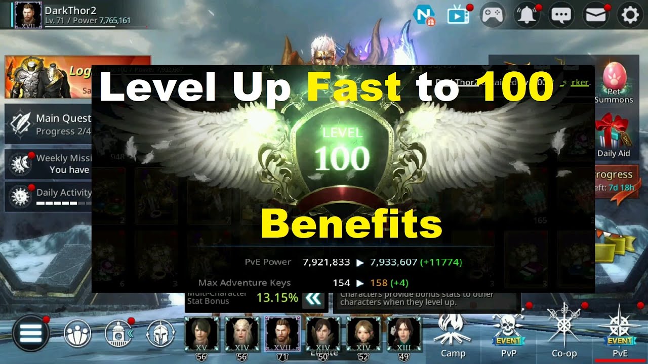 Darkness Rises Level Up Fast to 100/Max Level & Benefits!