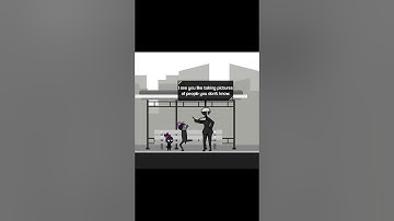 Tall Lady Victoria protecting Willow in a bus stop #gamedev