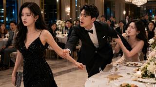 The mistress seduces the husband in front of the wife. The wife calmly turns around and leaves, whil