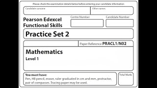 Functional Skills Maths L1 Practice Paper 2 Pearson Edexcel (Complete)