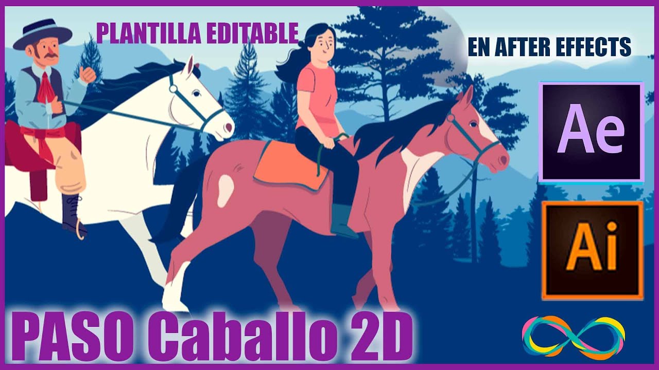 Caballo al paso en After Effects, plantilla editable gratis